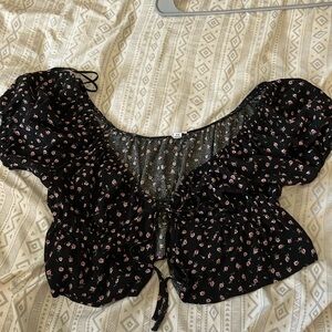 Garage brand tie crop top shirt